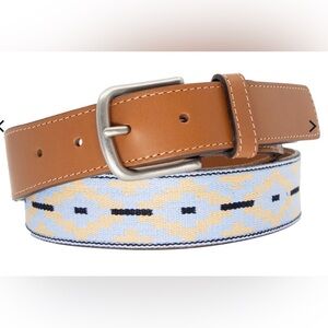 La Matera Pinamar Men's Hand-woven Fabric & Argentinian Leather Belt SZ 36